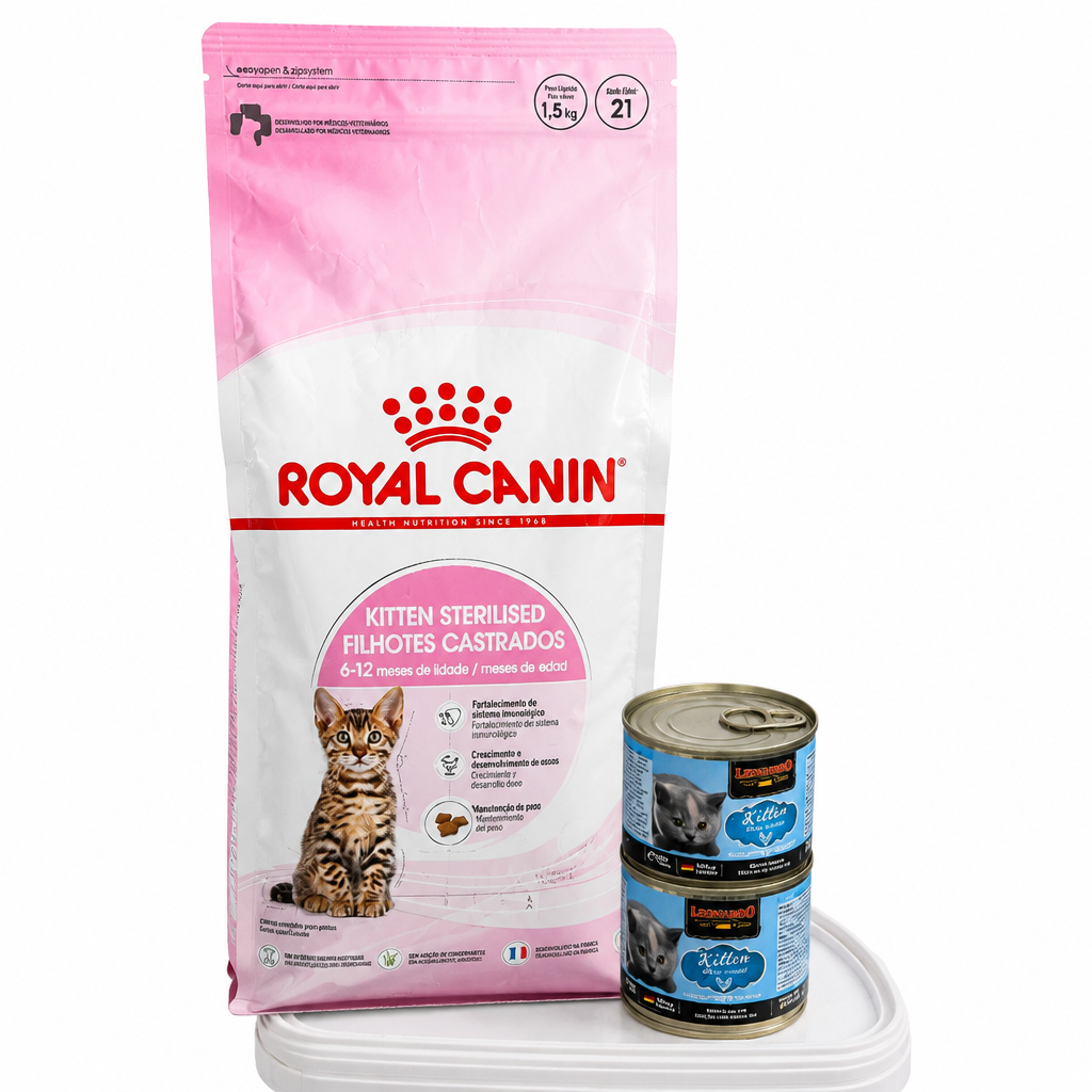 Pack Royal Canin Steririlized +2Latas Leonardo 200gr pescado